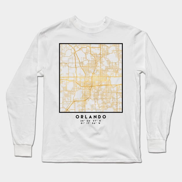 ORLANDO FLORIDA CITY STREET MAP ART Long Sleeve T-Shirt by deificusArt